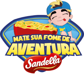 Logo escrito Mate sua fome de aventura Sandella